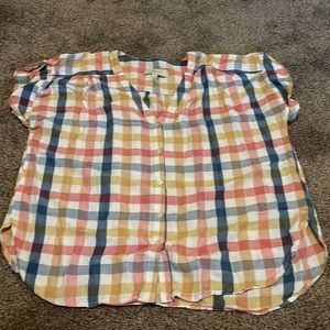 LOFT colorful button up blouse plaid
